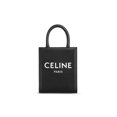 CELINE MINI TOTE IN CABAS TRIOMPHE CANVAS AND CALFSKIN 193302CSU.38NO (21*17*4cm)